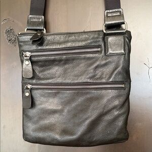Margot Black Leather Crossbody Bag 12” x 12.5”